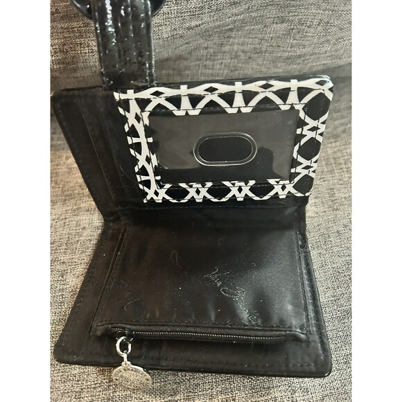 Vera Bradley Best Bud Frill Wallet In Night And Day Pattern Black White Patent - Picture 3 of 6